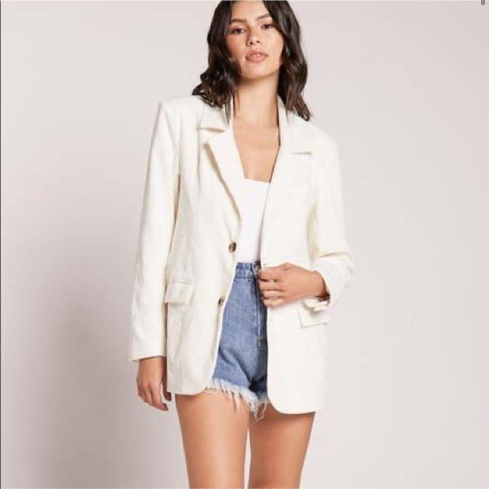 Cream Corduroy Blazer w Tortoiseshell Buttons